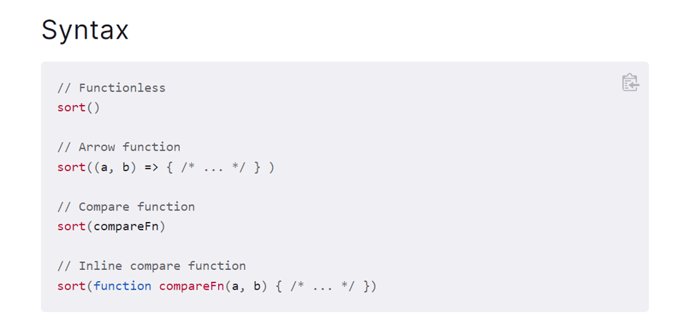 Javascript Array Sort Method